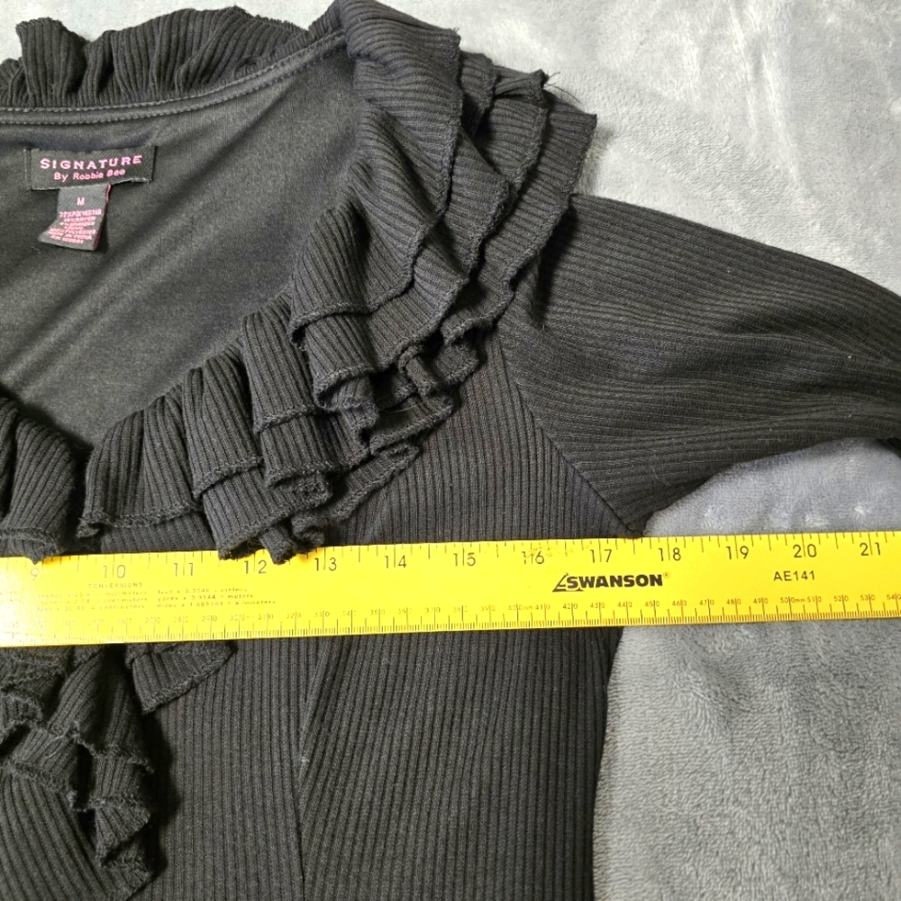 Signature by Robbie Bee Black Victorian‎ Ruffle Midi A Line Dress Womens Size M - Picture 6 of 11